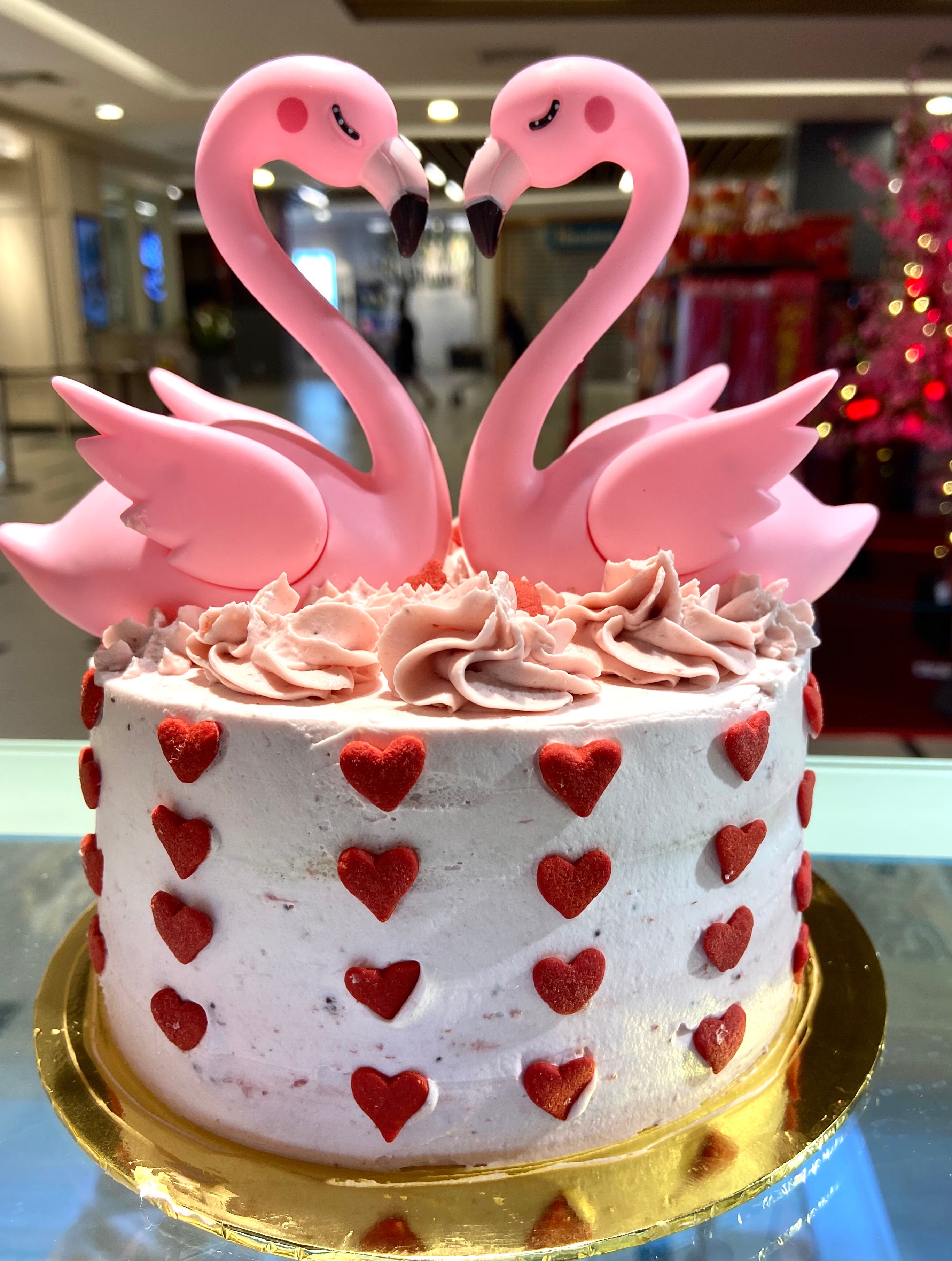 Vegan giant pink swan cake, gluten-free